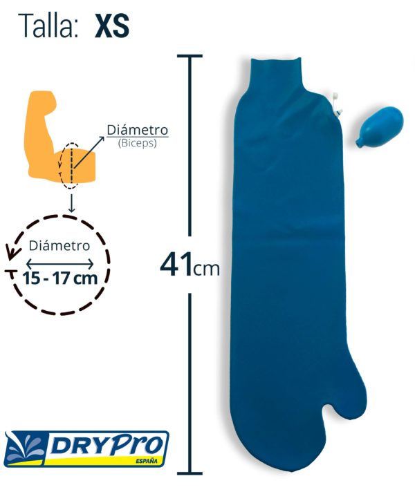 Brazo completo protector azul talla SX, látex quirúrgico impermeable, DryPro.