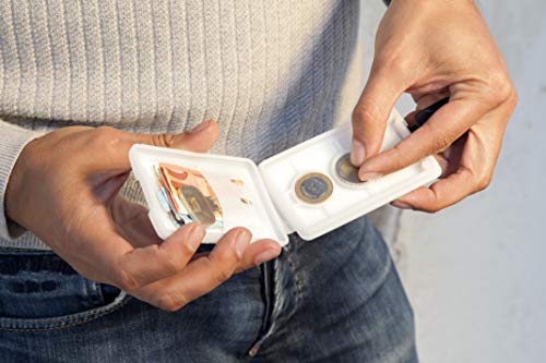 LOCKBOX cartera unisex de silicona abierta con compartimentos para monedas y tarjetas.