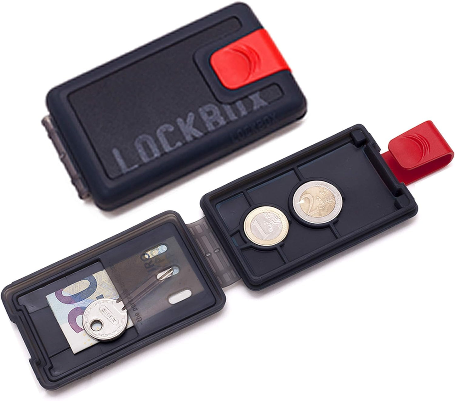 LOCKBOX Cartera Unisex de Silicona, resistente, con cierre deslizante y compartimentos para tarjetas, monedas y más. Ideal para deporte y vida activa.